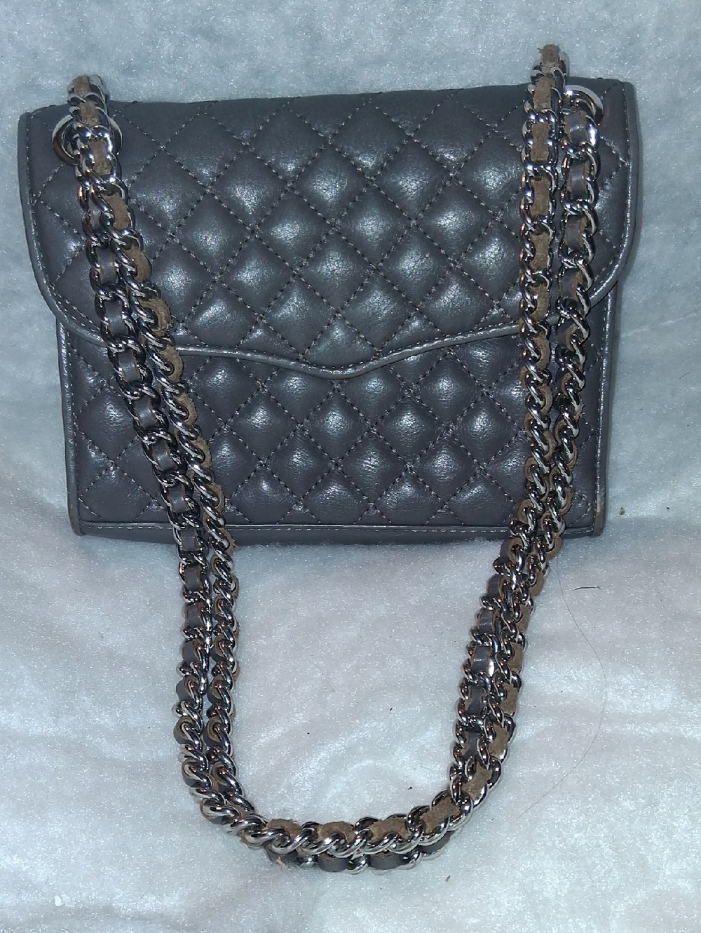 Rebecca Minkoff Quilted Gray Chain Shoulder Bag